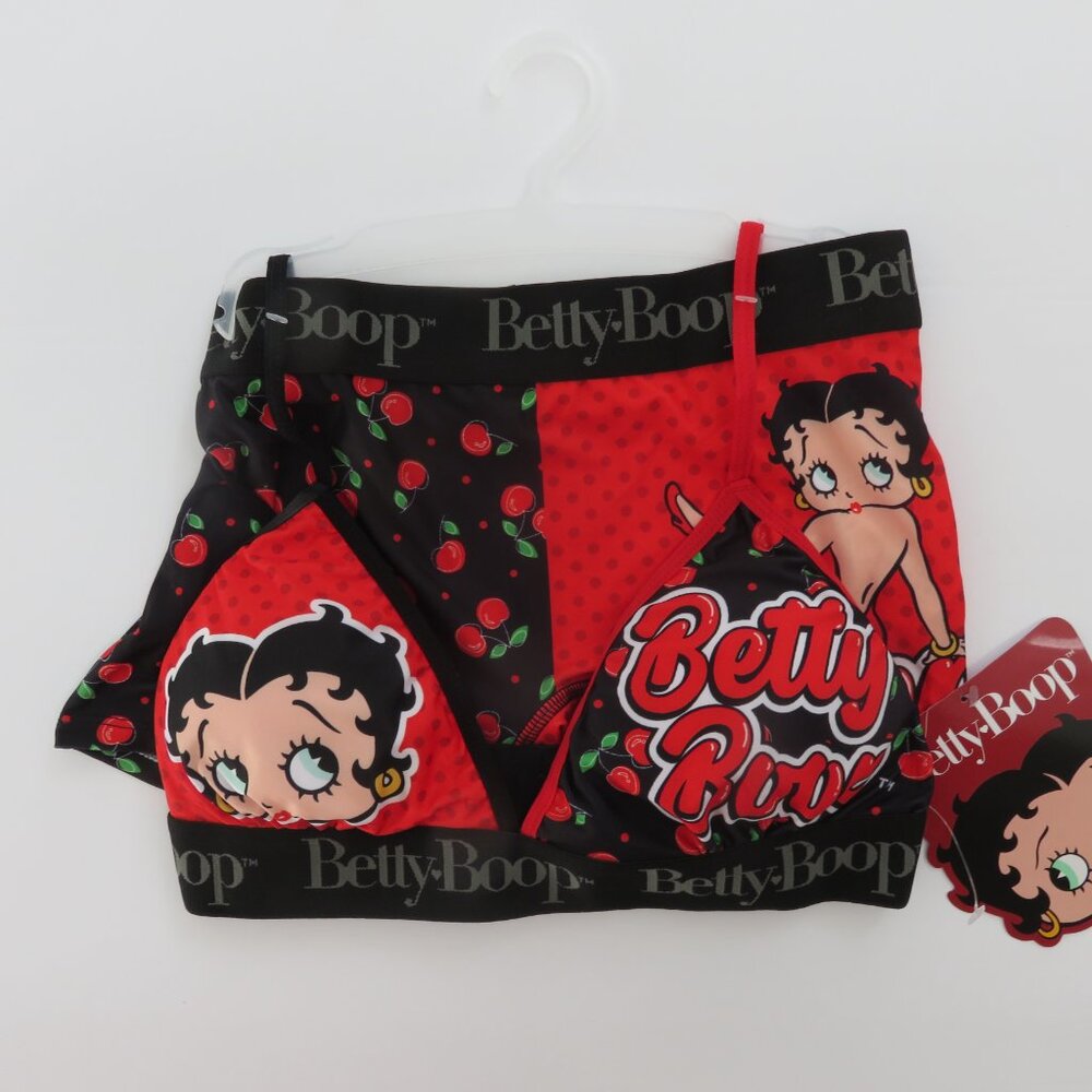 (#117) Betty Boop Sports Bra & Boy Short 2 Piece Underwear/Pajamas Set